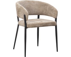 AMS LIVING® Eetkamerstoelen | Eettafel Stoel | Metalen Poot | Taupe Kleur