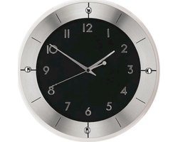 AMS radiocontrol - Klok - Rond - Aluminium/Glas - Ø31 cm - Zwart