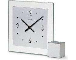 AMS T102 - Tafelklok - Analoog - Aluminium - Mineraal Glas - Hout - Zilverkleurig