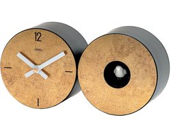 AMS T1311 is een tafelklok in goudkleurige afwerking is een fascinerende herdefiniëring van de klassieke koekoeksklok , met vogelgeluid , duits kwaliteits wandklok / kan ook neergezet worden