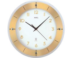 AMS W9450 – Wandklok, Quartz – Glas – Messing – Ø31 cm – Goud/wit