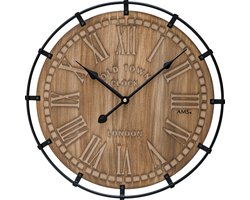 AMS W9616 - Wandklok - Analoog - Hout - Metaal - Bruin - Zwart