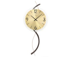 AMS Wandklok 54x23x7 cm Hout • Massief houten kast 9719 - mooie klok voor aan de wand / modern design