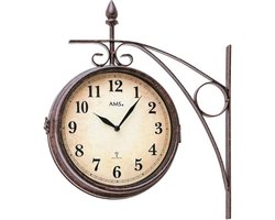 AMS wandklok 5966 Dubbelzijdige buitenklok zendergestuurd/ radiocontrolled