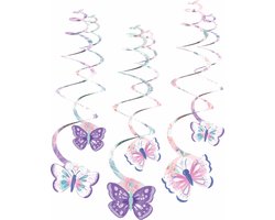 Amscan Decoratiespiraal Vlinder 61 Cm Papier Roze 6 Stuks