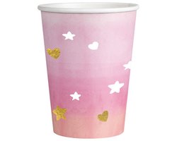 Amscan Feestbekers Meisjes 250 Ml Karton Roze/wit 8 Stuks