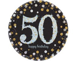 Amscan Feestborden 50 Jaar 22,8 Cm 8 Stuks Goud/zilver
