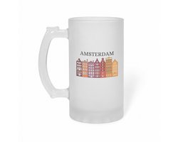 Amsterdam bierglas frosted - 470 ml - Amsterdam - Amsterdammers - bierpul - de echte Amsterdam liefhebbers Rijtjeshuizen - bierglazen - oktoberfest