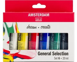 Amsterdam Standard Series acrylverf algemene selectie set | 6 × 20 ml