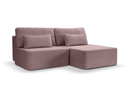 Amsterix sofa bed L-shape rechts oud roze - Luxe hoekbank slaapbank - 158x213x95cm