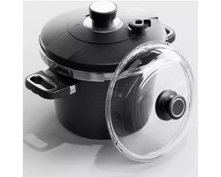 AMT Gastroguss Drukpan set – 24 cm – 5,5 liter – anti-aanbak – geschikt voor inductie – inclusief glazen deksel