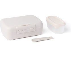 Amuse Brunch & Salad Brooddoos - Lunchbox - Brunchbox - Extra Snackdoosje en Spork - Magnetronbestendig - Beige