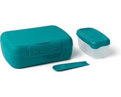 Amuse Brunch & Salad Brooddoos - Lunchbox - Brunchbox - met Extra Snackdoosje en Spork - Magnetronbestendig - Groen