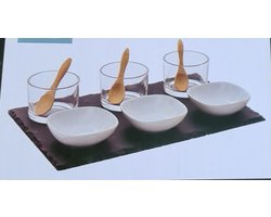 Amuse set-10 Delige serveer set-serveertray Leisteen-Complete set