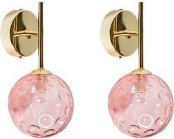 ANADYR - Wandlamp set van 2 - Goud/Roze - Glas/Metaal