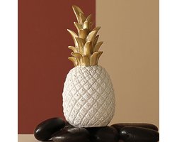 Ananas ornament - Decoratieve figuur - Woonkamer decoratie - Handgegoten hars - 22 cm hoog - Wit