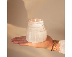 ANAS Seleniet Toren Waxinelichthouder – Sfeerlicht Cilinder Engelensteen – Woondecoratie – 8,5x8 cm