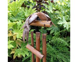 Ancient Wisdom - Decoratief beeld - Kokosnoot dubbele vogels windgong - tuinaccessoire - wanddecoratie - cadeau - natuurdecoratie