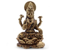 Ancient Wisdom - Decoratief beeld - Messing miniatuur godin Laxmi 37 mm 22 gram - beeldje - figuur - decoratie - hindoeïsme - interieur