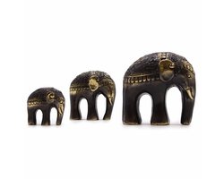 Ancient Wisdom - Decoratief beeld - Messing olifant set van 3 - beeldjes - interieurdecoratie - woonaccessoires - figuren - ornamenten - decoratie