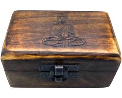 Ancient Wisdom - Decoratief dienblad - Houten pillendoos 9x5x4cm multicolor - Opbergdoos - Sieradenbox - Handgemaakt - Ambachtelijk - Gesneden ontwerpen