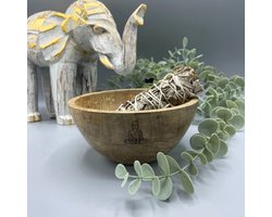 Ancient Wisdom - Decoratieve schaal - Houten kom met gesmolten gerecycled glas - uniek - handgemaakt - multicolor - ritueel - kunstwerk - creatief - ambachtelijk - design