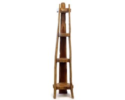 Ancient Wisdom - Kast - Hoekmeubel van teakhout met 4 planken 135 cm hoog - opbergmeubel - interieur - houten meubel - meubel - design
