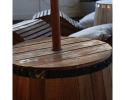 Ancient Wisdom - Tafel - Biervat parasolvoet multicolor 60 x 48,5 cm - Houten tafel - Tuinmeubel - Buitenmeubel - Sfeermaker - Decoratie