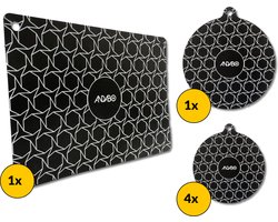 Andabo Inductie Beschermer Set - Inductie Beschermingsmatten - Afdekplaat Voor Kookplaat - Inductie Matjes Rond - Onderzetters - 6 Stuks - Zwart