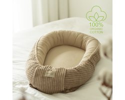 ANDER™ - COZY Babynest | Premium Baby Nest Bed | Zacht Bruin Rib | Made in Poland
