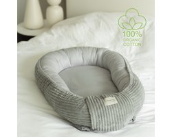 ANDER™ - COZY Babynestje | Premium Baby Nest Bed | Zacht Grijs Rib | Made in Poland