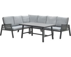 Andrea lounge-diningset - 4-delig - links - carbon black - mint grey