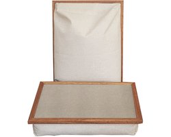 Andrews - Laptray - Schoottafel - Schootkussen - Laptoptafel - Dienblad met kussen - Effen Ecru - 40,5x30,5x9 cm