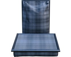 Andrews Laptray, Schoottafel, Schootkussen, Laptoptafel, Dienblad met kussen grijze Schotse ruit