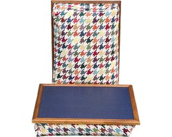 Andrews - Laptray - Schoottafel - Schootkussen - Laptoptafel - Dienblad met kussen - Jacquard Marine - 40,5x30,5x9 cm