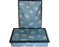 Andrews Laptray, Schoottafel, Schootkussen, Laptoptafel, Dienblad met kussen Paardenbloem - Groenblauw