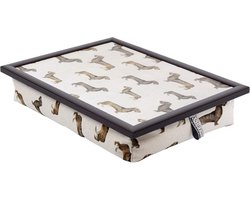 Andrews Laptray, Schoottafel, Schootkussen, Laptoptafel, Dienblad met kussen Ruwharige Teckel
