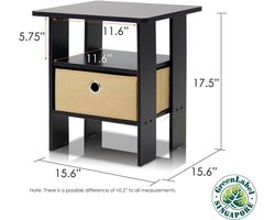 Andrey Bin Drawer Nightstand End Table - Transctioneel 1-Pack Donkerbruin/Zwart Beside shelf