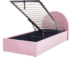 ANET - Bed met opbergruimte - Roze - 90 x 200 cm - Fluweel