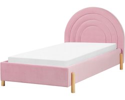 ANET - Bed - Roze - 90 x 200 cm - Fluweel