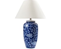 ANGELES - Tafellamp - Wit/Blauw - Porselein/Linnen