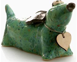 Angelica Art - Teckel Beeld – Keramiek - Handgemaakt - Groen