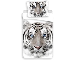 Animal Pictures Witte Tijger - Dekbedovertek - Eenpersoons - 140 x 200 / 70 x 90 cm - Katoen