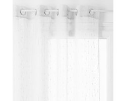 Anissa Gordijn - Vitrage Gordijnen - Sheer Curtains – Transparante Raamgordijnen - Lichtdoorlatend Gordijn voor Woonkamer & Slaapkamer - Polyester - 140 x 240 cm - Wit