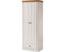 Anita - Garderobekast met 2 Deuren en 1 Lade in Dennenwit (180 x 65 x 45 cm)