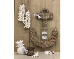 Anker - Reddingsboei - Living - Beach - Decoratie - Rattan - Strand - Wanddecoratie - Beach living - Ibiza Style - 50cm - Rieten Anker