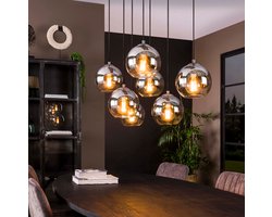AnLi-Style Hanglamp 4+3L Bubble Shaded / Oud Zilver
