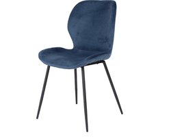 AnLi Style Stoel velvet ronde buis - blauw velours