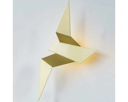 ANMI® LED Vogel Wandlamp Modern - Origami Design - Warm Wit 2W - Goud Mat - 17 x 32 5 x 6 5 cm - 110 260V Bedraad - Niet Dimbaar - Voor Slaapkamer Woonkamer