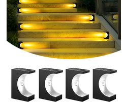 ANMI® Solar Trapverlichting 4 Stuks - LED Solar Step Lights Warm Wit - Waterdicht IP65 - Zonne Energie Traplampen voor Buiten - Geschikt voor Tuin Terras Balkon en Oprit